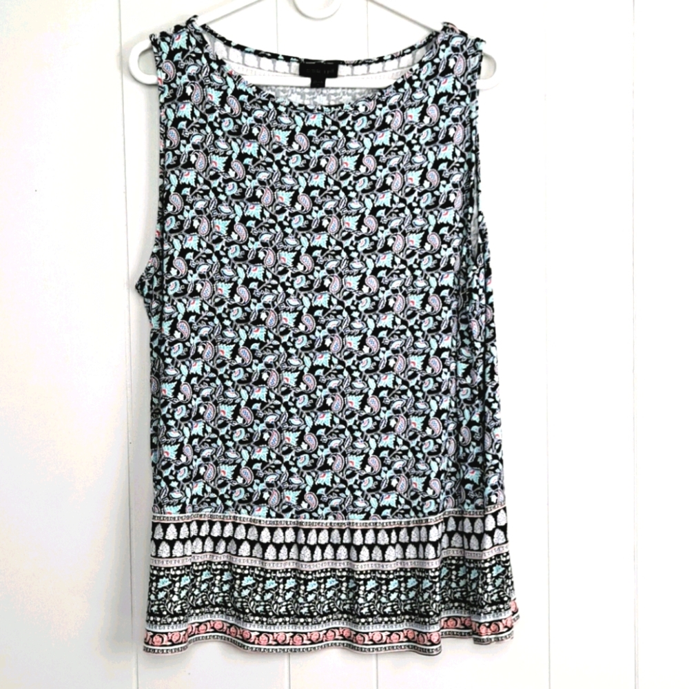 J. Jill Boxy Black and White Sleeveless Tank Top